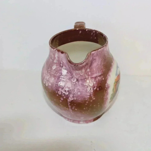 Vintage GRAY'S POTTERY (England) Copper Pink Lusterware DICKEN'S DAYS Pitcher - Picture 4 of 5